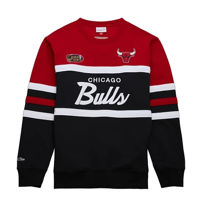 Men's Mitchell & Ness Black/Red Chicago Bulls Hardwood Classics Vintage Logo Head Coach Pullover Sweatshirt