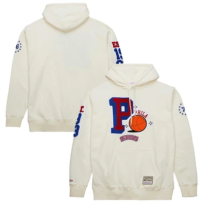 Men's  Cream Philadelphia 76ers Sswagger Classic Chenille Pullover Hoodie