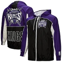 Men's Mitchell & Ness Black Sacramento Kings Hardwood Classics Big Shot Premium Full-Zip Windbreaker Jacket