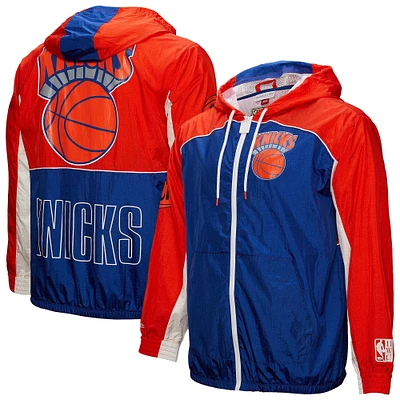 Men's Mitchell & Ness Blue New York Knicks Hardwood Classics Big Shot Premium Full-Zip Windbreaker Jacket