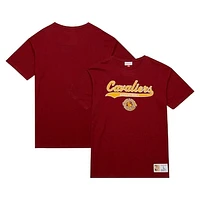 Men's Mitchell & Ness Wine Cleveland Cavaliers Hardwood Classics Felt Applique Slub T-Shirt