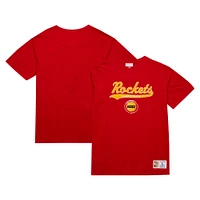 Men's Mitchell & Ness Red Houston Rockets Hardwood Classics Felt Applique Slub T-Shirt