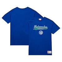 Men's Mitchell & Ness Blue Minnesota Timberwolves Hardwood Classics Felt Applique Slub T-Shirt