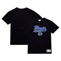 Men's Mitchell & Ness Black Orlando Magic Hardwood Classics Felt Applique Slub T-Shirt