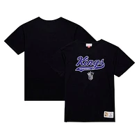 Men's Mitchell & Ness Black Sacramento Kings Hardwood Classics Felt Applique Slub T-Shirt