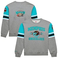 Men's Mitchell & Ness Heather Gray Memphis Grizzlies Hardwood Classics All Over 4.0 Pullover Sweatshirt