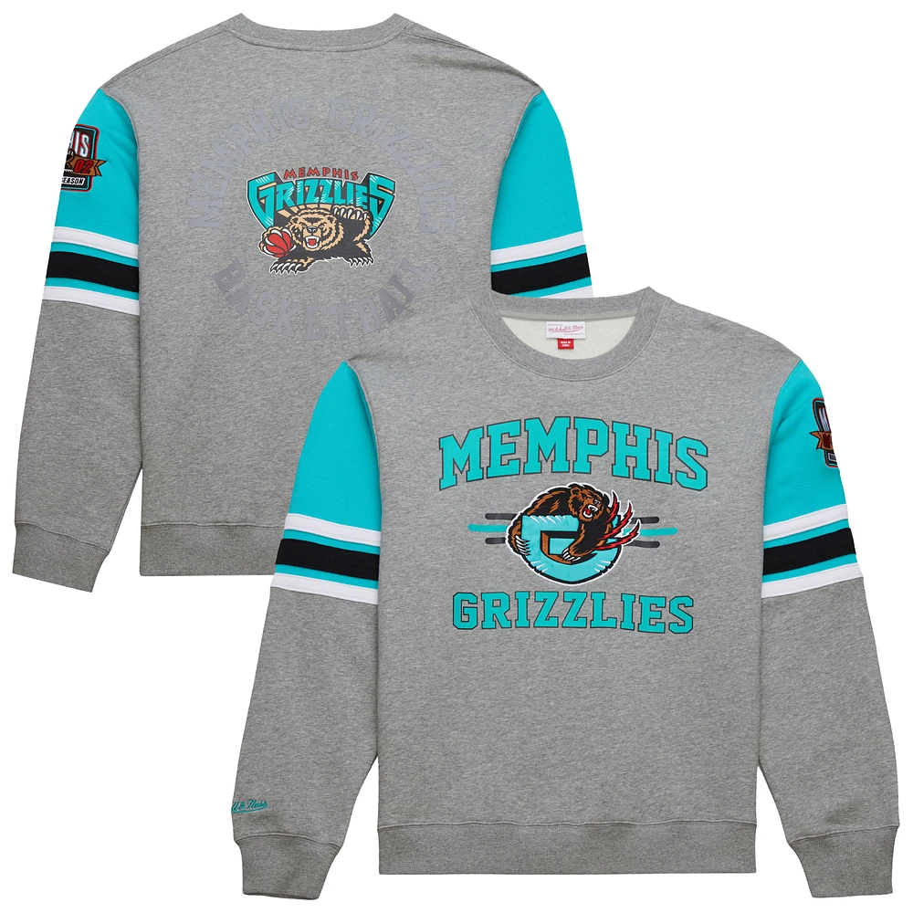 Men's Mitchell & Ness Heather Gray Memphis Grizzlies Hardwood Classics All Over 4.0 Pullover Sweatshirt