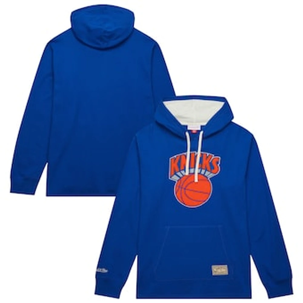 Men's Mitchell & Ness Blue New York Knicks Hardwood Classics Lightweight Thermal Pullover Hoodie