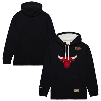 Men's Mitchell & Ness Black Chicago Bulls Hardwood Classics Lightweight Thermal Pullover Hoodie