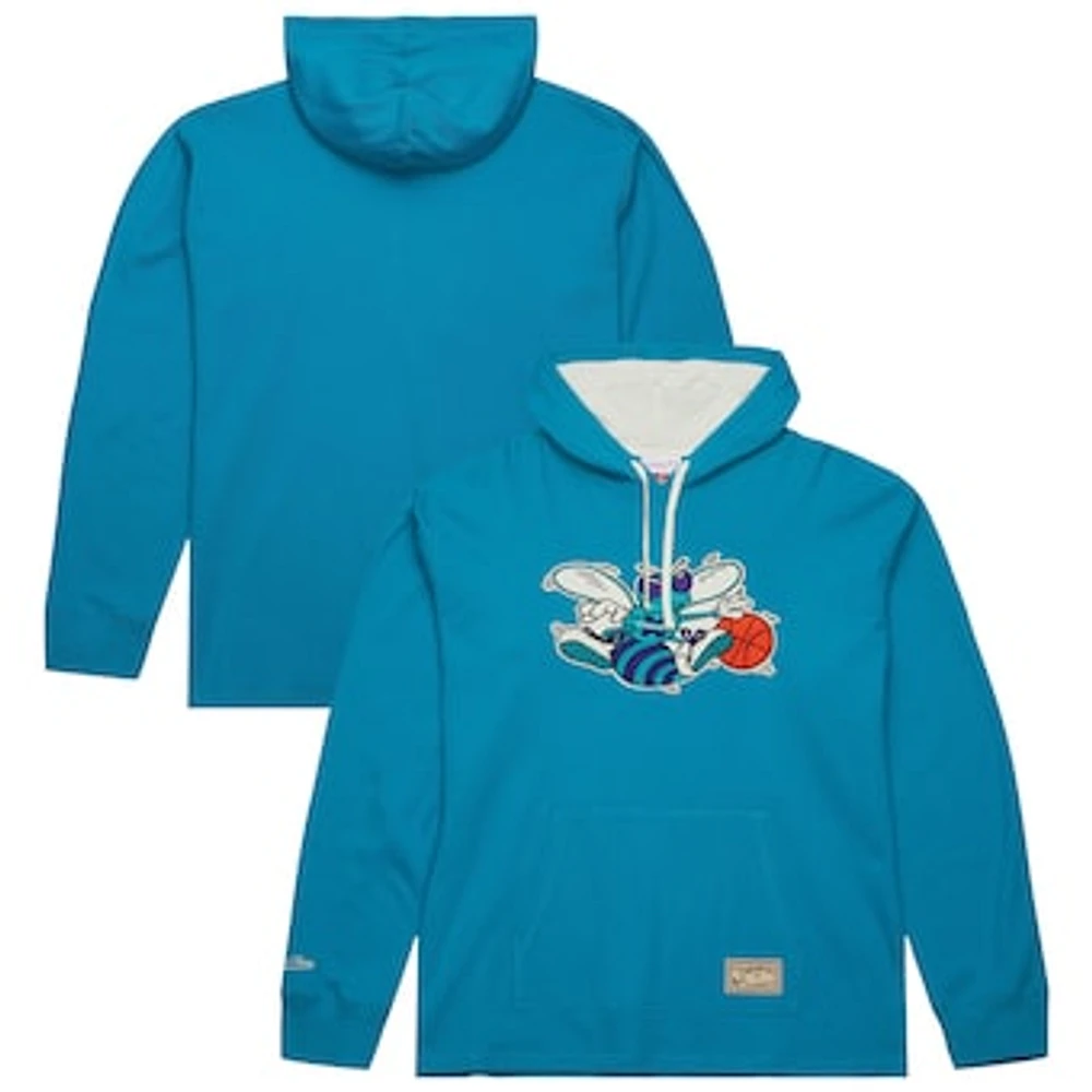 Men's Mitchell & Ness Teal Charlotte Hornets Hardwood Classics Lightweight Thermal Pullover Hoodie