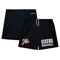 Men's Mitchell & Ness Black Philadelphia 76ers Hardwood Classics Gameday Mesh Shorts