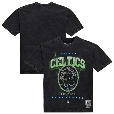 Unisex Mitchell & Ness Black Boston Celtics Hardwood Classics Vintage Voltage Premium Heavyweight T-Shirt