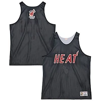 Men's Mitchell & Ness Black/White Miami Heat Hardwood Classics Reversible Mesh Practice Jersey