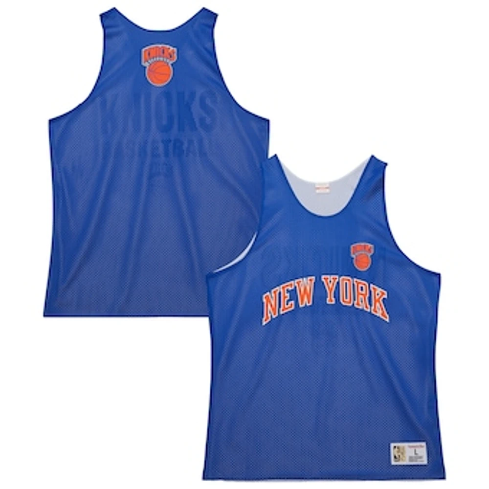 Men's Mitchell & Ness Blue/White New York Knicks Hardwood Classics Reversible Mesh Practice Jersey