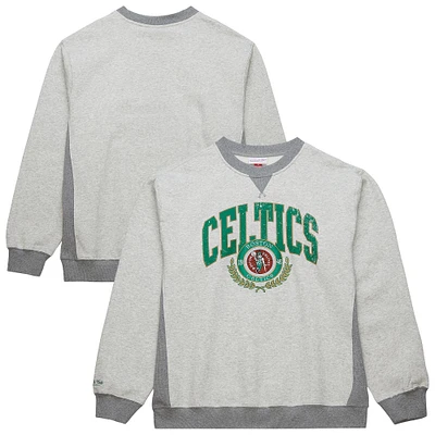 Men's Mitchell & Ness Heather Gray Boston Celtics  Vintage Logo Pullover Sweatshirt