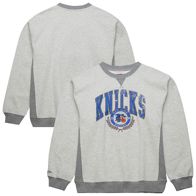 Men's Mitchell & Ness Heather Gray New York Knicks  Vintage Logo Pullover Sweatshirt