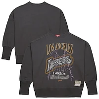 Women's Mitchell & Ness Charcoal Los Angeles Lakers Hardwood Classics Lightweight Pullover Sweatshirt