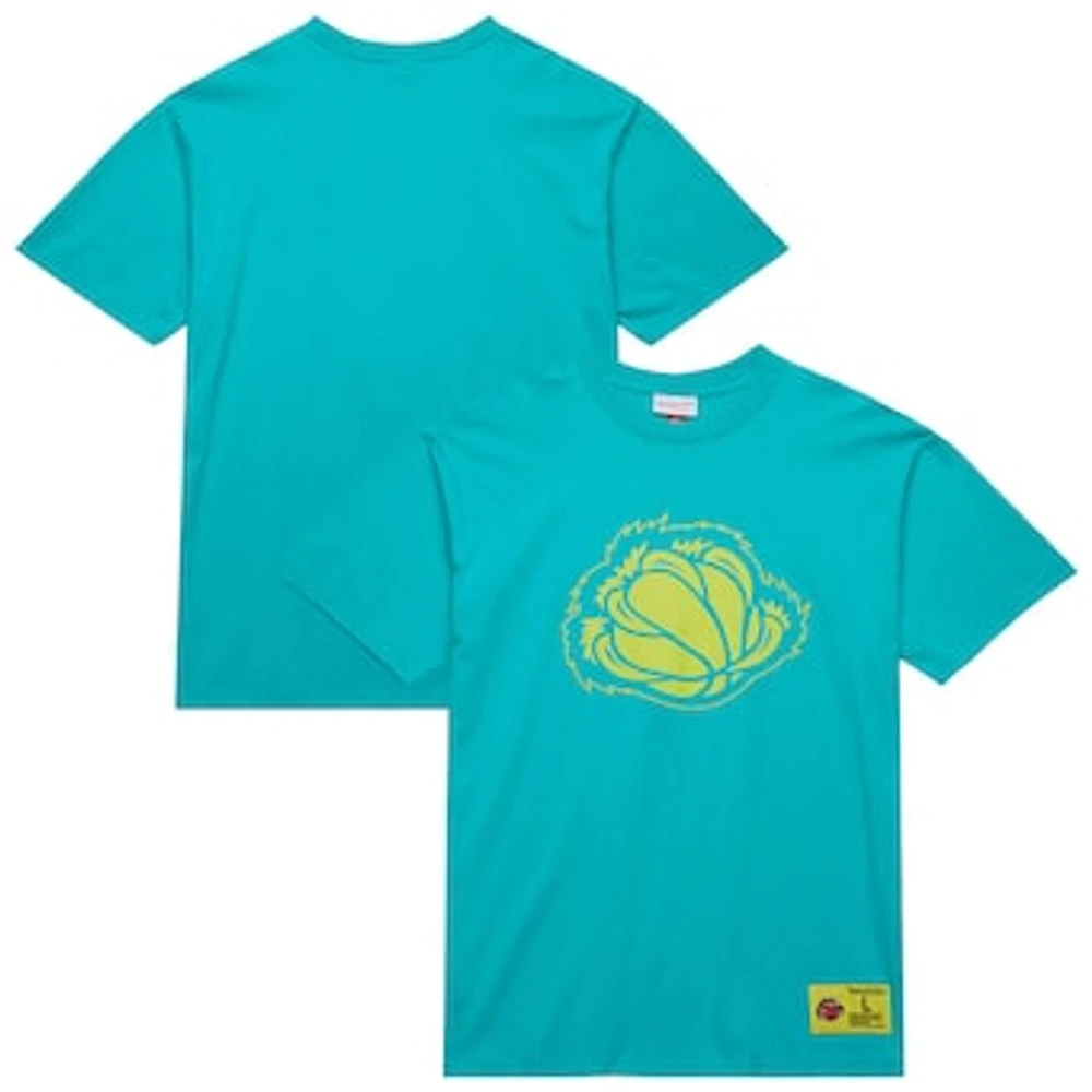 Men's Mitchell & Ness Turquoise Vancouver Grizzlies Hardwood Classics Neon Nights Premium T-Shirt