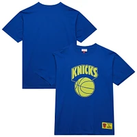 Men's Mitchell & Ness Blue New York Knicks Hardwood Classics Neon Nights Premium T-Shirt