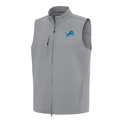 Men's Antigua Gray Detroit Lions Demand Full-Zip Vest