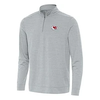 Men's Antigua Heather Gray Kansas City Chiefs Bright Quarter-Zip Top