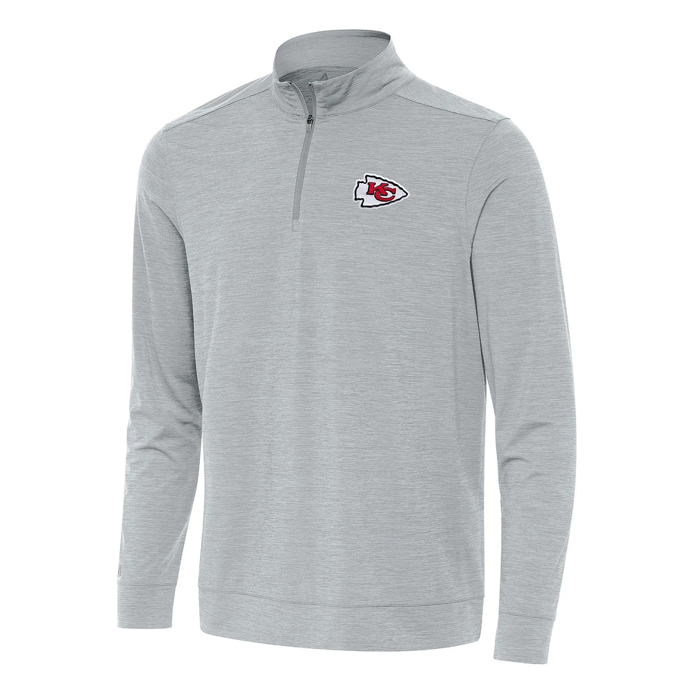 Men's Antigua Heather Gray Kansas City Chiefs Bright Quarter-Zip Top