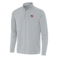 Men's Antigua Heather Gray Kansas City Chiefs Bright Quarter-Zip Top
