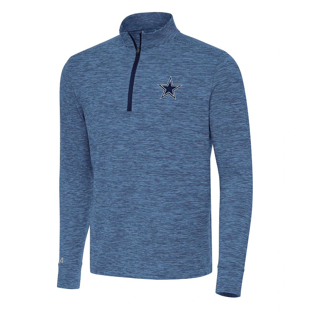 Men's Antigua Heather Navy Dallas Cowboys Cause Quarter-Zip Top