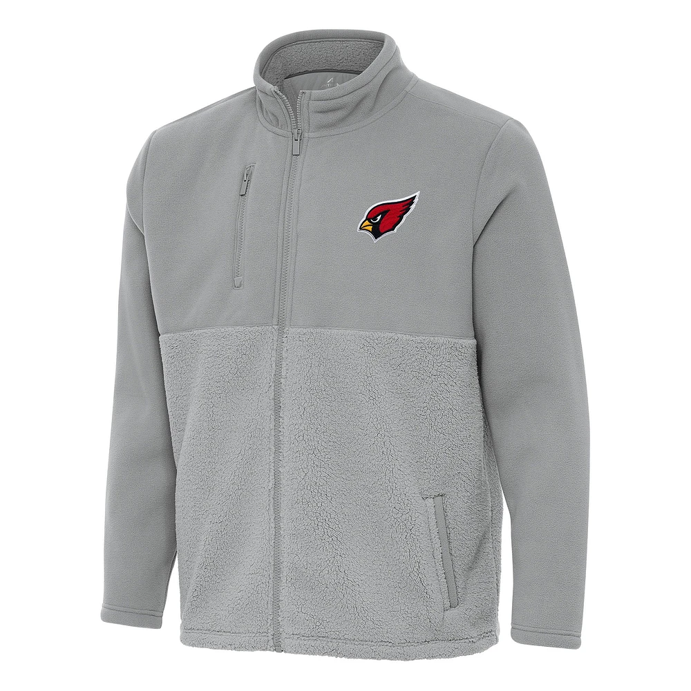 Men's Antigua Gray Arizona Cardinals Daily Fused Full-Zip Jacket