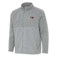Men's Antigua Gray Baltimore Ravens Daily Fused Full-Zip Jacket