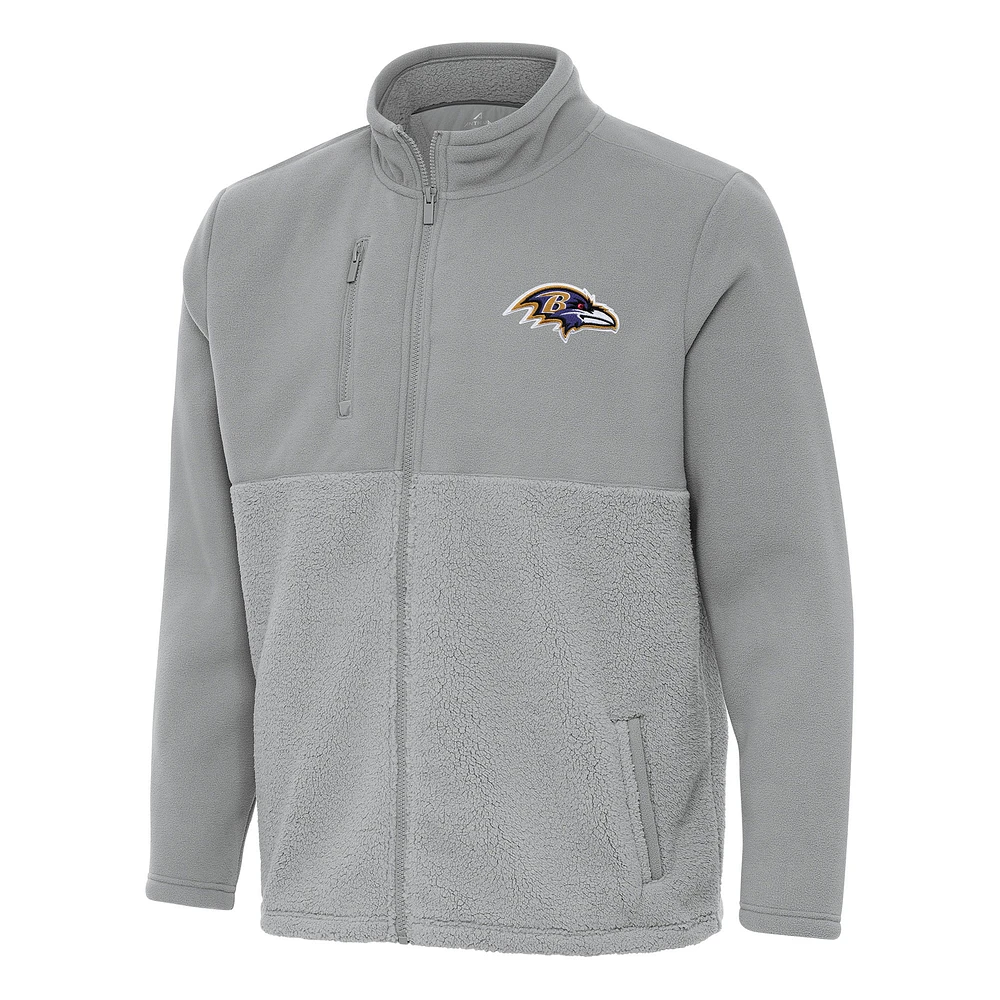 Men's Antigua Gray Baltimore Ravens Daily Fused Full-Zip Jacket