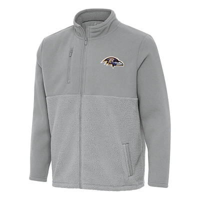 Men's Antigua Gray Baltimore Ravens Daily Fused Full-Zip Jacket