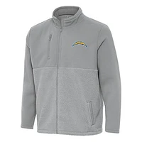 Men's Antigua Gray Los Angeles Chargers Daily Fused Full-Zip Jacket