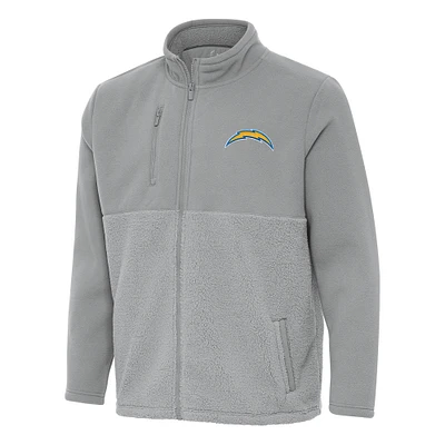 Men's Antigua Gray Los Angeles Chargers Daily Fused Full-Zip Jacket