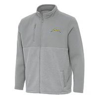 Men's Antigua Gray Los Angeles Chargers Daily Fused Full-Zip Jacket