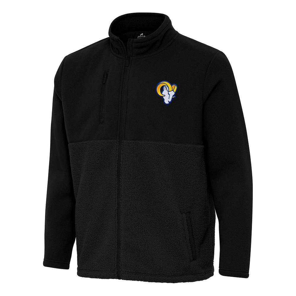 Men's Antigua Black Los Angeles Rams Daily Fused Full-Zip Jacket