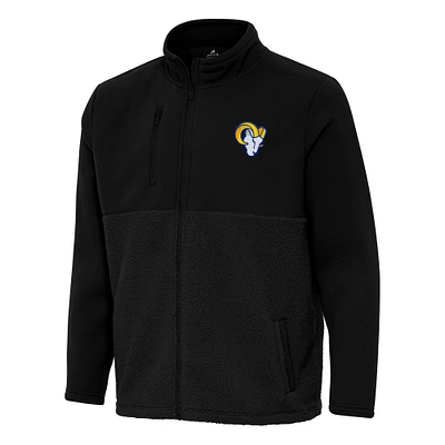Men's Antigua Black Los Angeles Rams Daily Fused Full-Zip Jacket