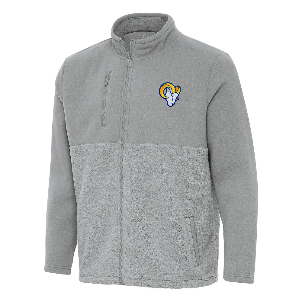 Men's Antigua Gray Los Angeles Rams Daily Fused Full-Zip Jacket