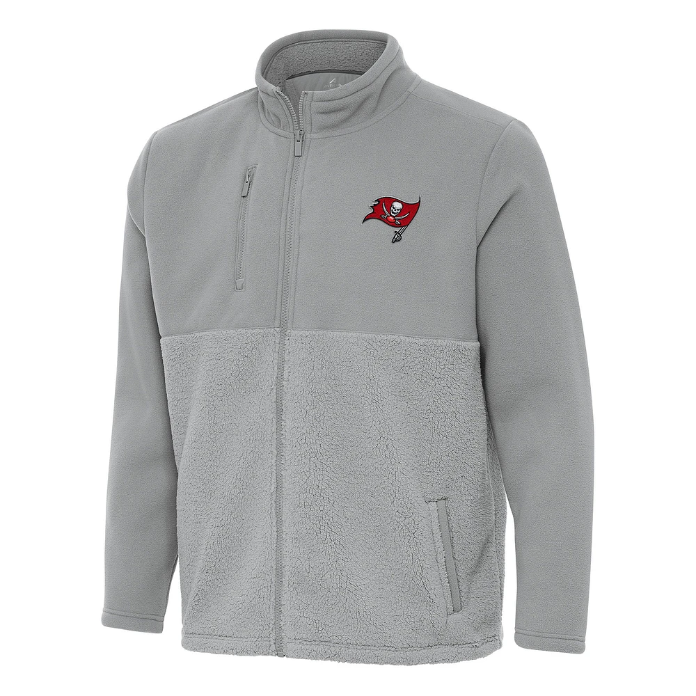 Men's Antigua Gray Tampa Bay Buccaneers Daily Fused Full-Zip Jacket