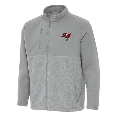 Men's Antigua Gray Tampa Bay Buccaneers Daily Fused Full-Zip Jacket