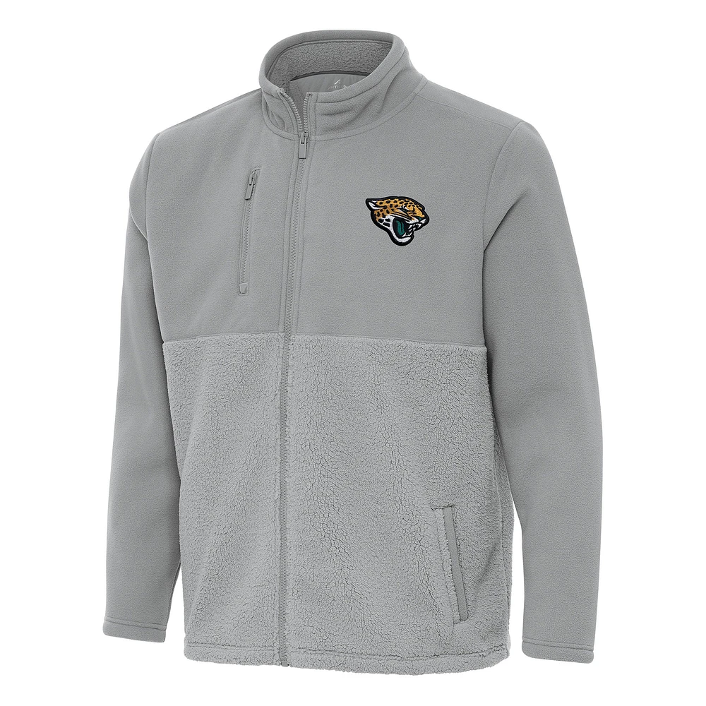 Men's Antigua Gray Jacksonville Jaguars Daily Fused Full-Zip Jacket