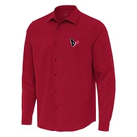 Men's Antigua Houston Texans Exposure Woven Long Sleeve Button-Up Shirt