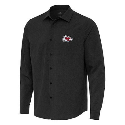 Men's Antigua Kansas City Chiefs Exposure Woven Long Sleeve Button-Up Shirt