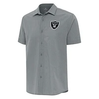 Men's Antigua Gray Las Vegas Raiders Activate Woven Button-Up Shirt