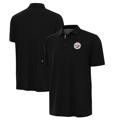 Men's Antigua Black/Gray Pittsburgh Steelers Era Polo