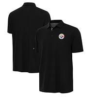 Men's Antigua Black/Gray Pittsburgh Steelers Era Polo