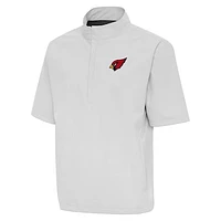 Men's Antigua Heather Gray Arizona Cardinals Brisk Short Sleeve Quarter-Zip Windshirt