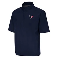 Men's Antigua Navy Houston Texans Brisk Short Sleeve Quarter-Zip Windshirt