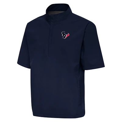 Men's Antigua Navy Houston Texans Brisk Short Sleeve Quarter-Zip Windshirt