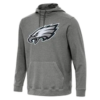 Men's Antigua Heather Black Philadelphia Eagles Cloud Pullover Hoodie